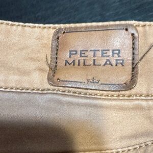 Peter Millar Khaki Pants with Leather Logo Patch 36X31 one call out in photo